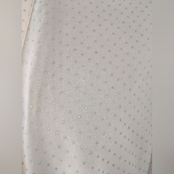 Vtg Cache Cream Brown Sheer Long-sleeve V-neck Blouse W/ Golden Dot Deta… - Picture 5 of 6